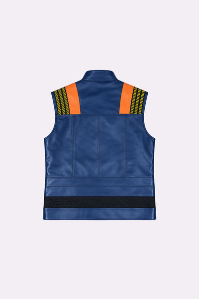 Real Leather Blue Vest