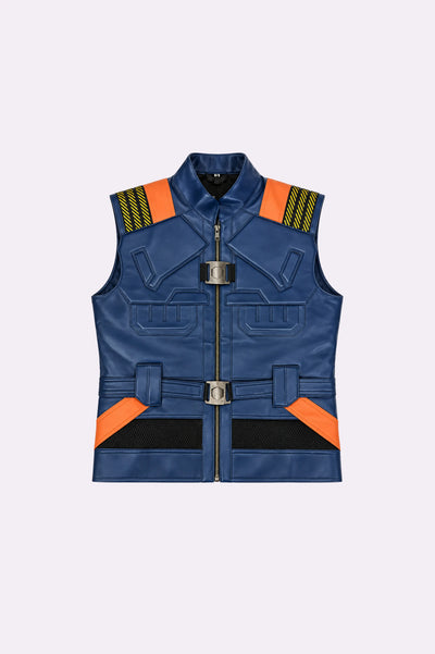 Real Leather Blue Vest