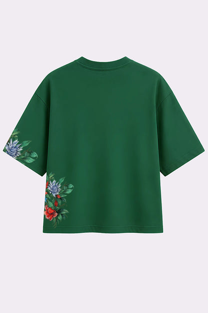 Midnight Floral Green Oversized T-Shirt