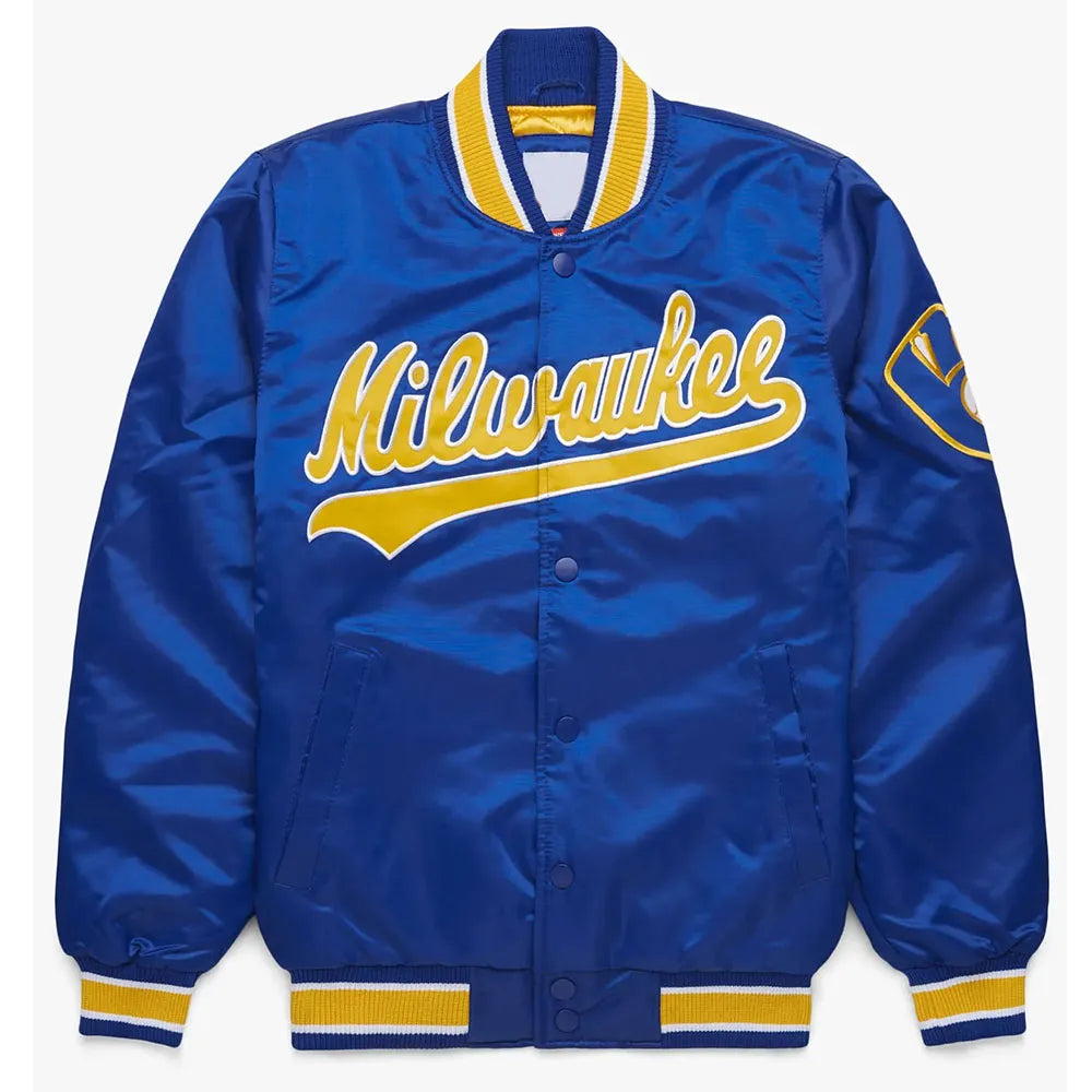 Milwaukee Brewers Royal Blue And Yellow Varsity Jacket