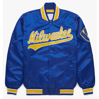 Milwaukee Brewers Royal Blue And Yellow Varsity Jacket