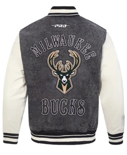 Milwaukee Bucks Denim Varsity Jacket