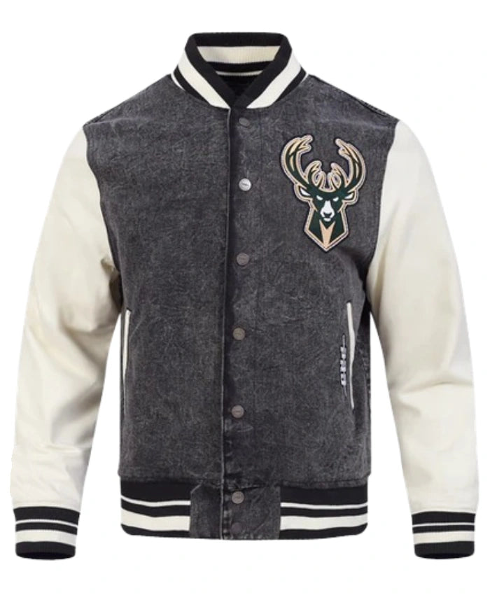 Milwaukee Bucks Denim Varsity Jacket