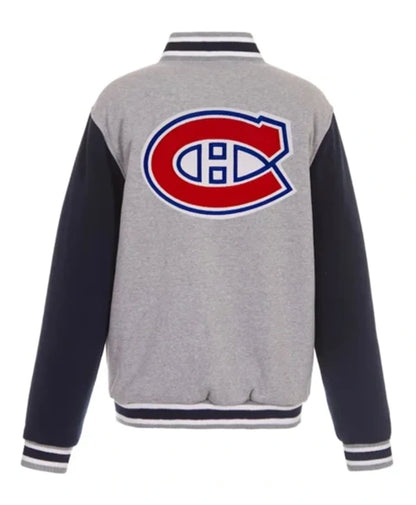Montreal Canadiens Grey And Black Varsity Jacket