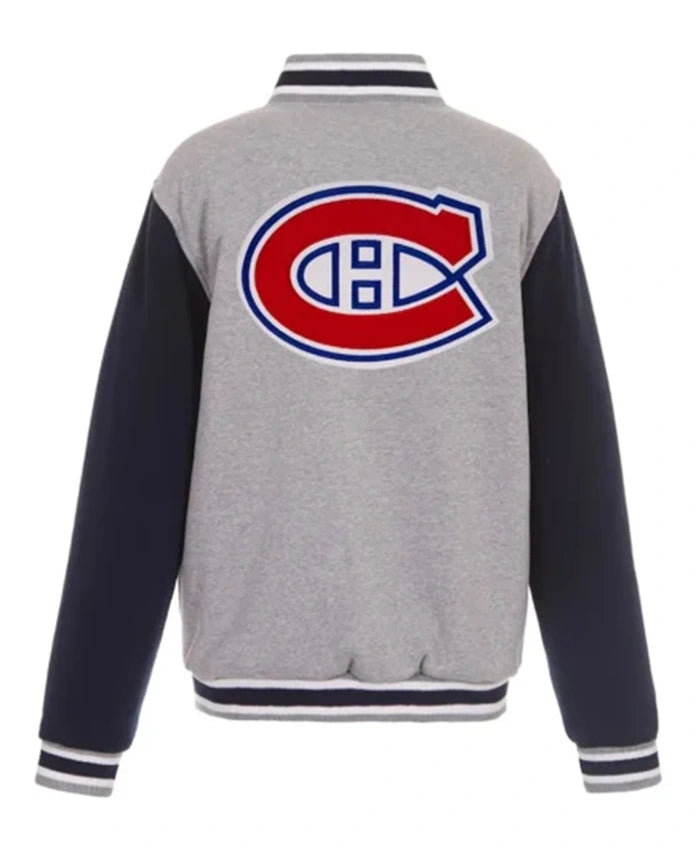 Montreal Canadiens Grey And Black Varsity Jacket