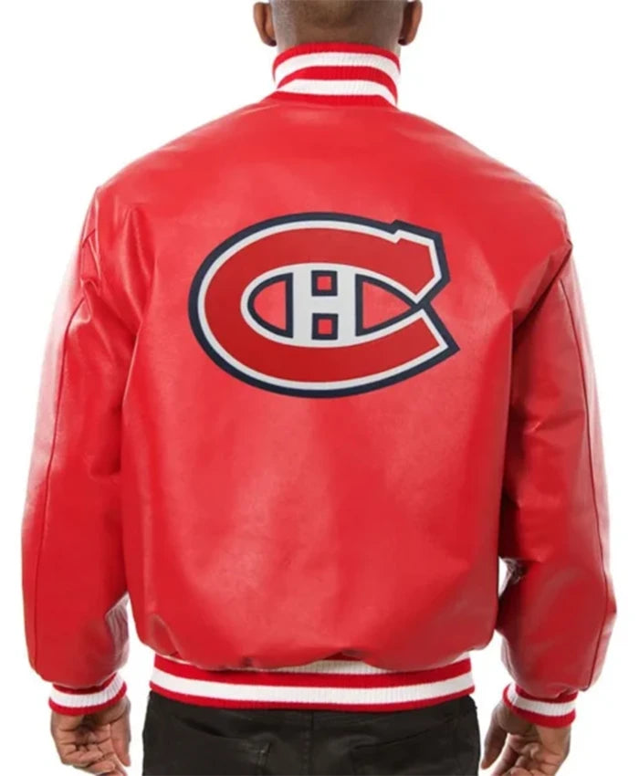 Montreal Canadiens Red Leather Varsity Jacket