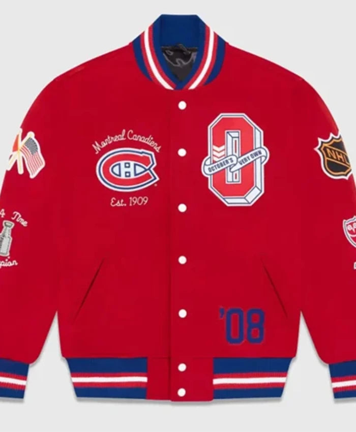 Montreal Canadiens OVO Red Varsity Jacket