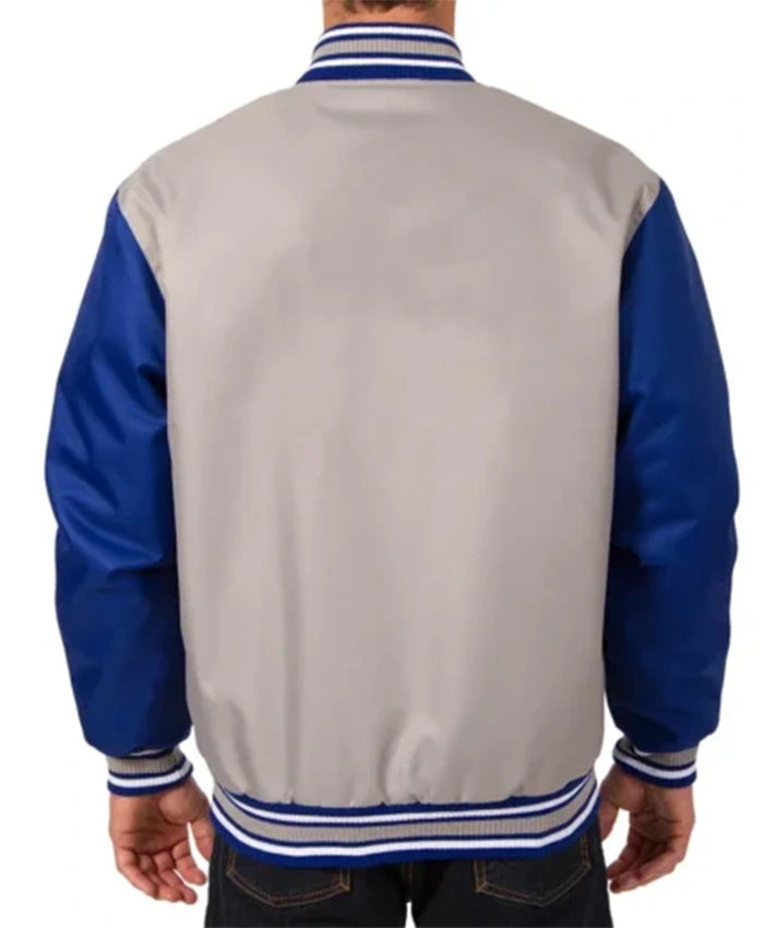 Montreal Canadiens Poly-Twill Grey And Royal Blue Varsity Jacket
