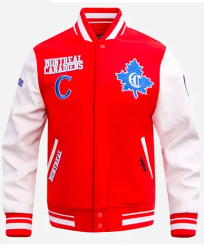Montreal Canadiens Retro Classic Rib Red And White Varsity Jacket