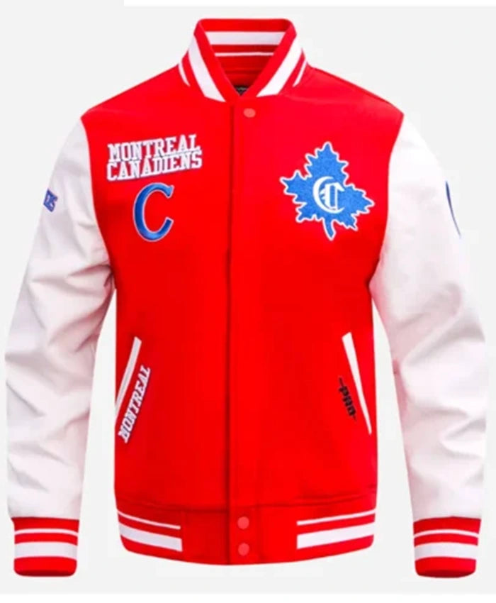Montreal Canadiens Retro Classic Rib Red And White Varsity Jacket