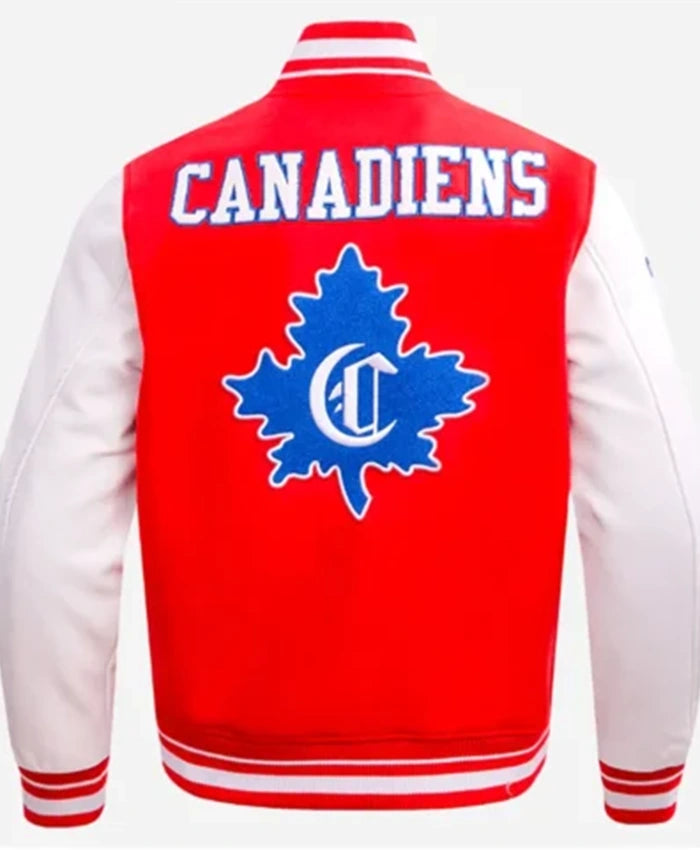 Montreal Canadiens Retro Classic Rib Red And White Varsity Jacket