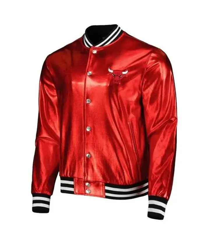 NBA Chicago Bulls Metallic Red Varsity Jacket