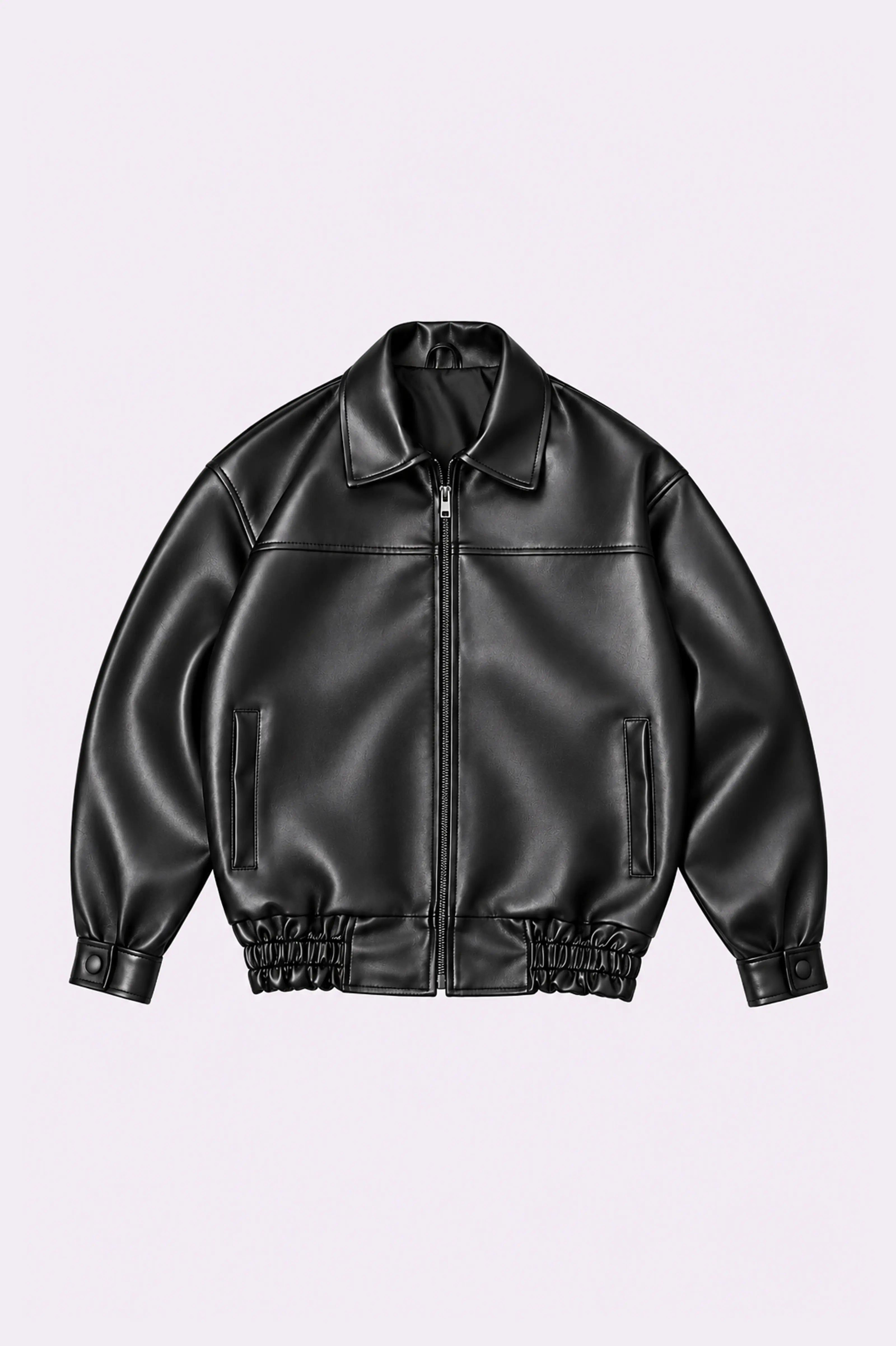 Black Leather Blouson Jacket - Noircorejacket
