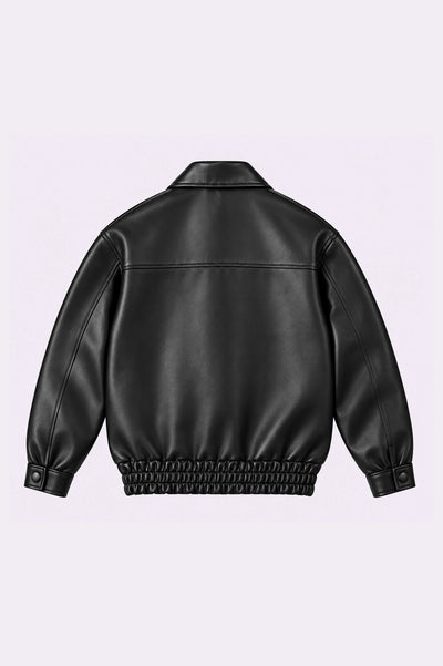 Black Leather Blouson Jacket - Noircorejacket2