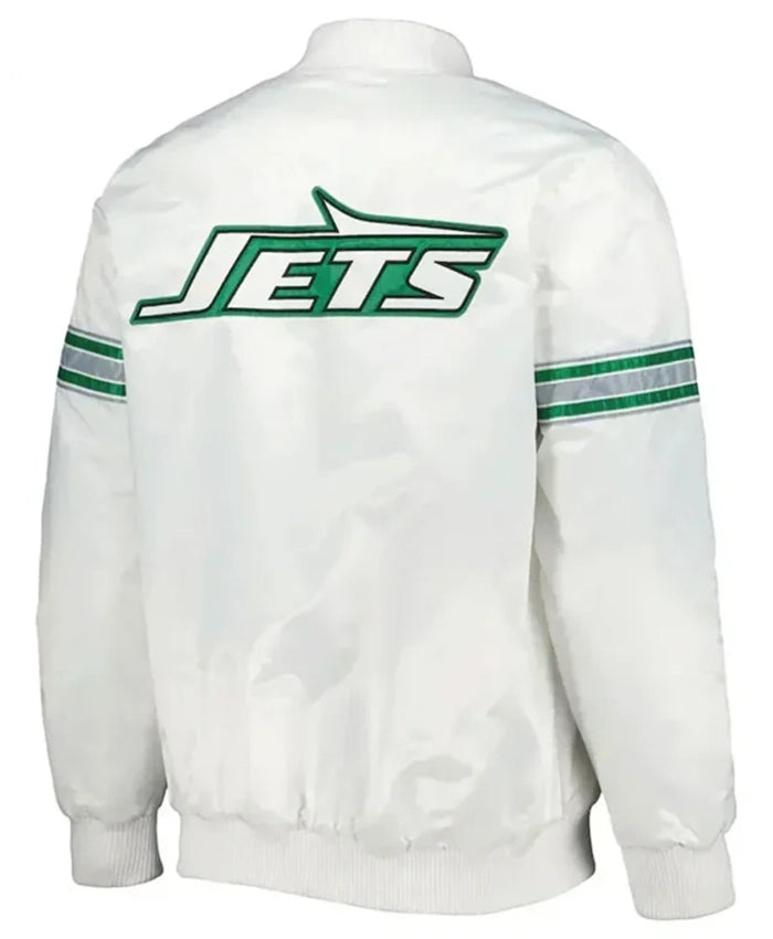 NY Jets The Power Forward White Varsity Jacket