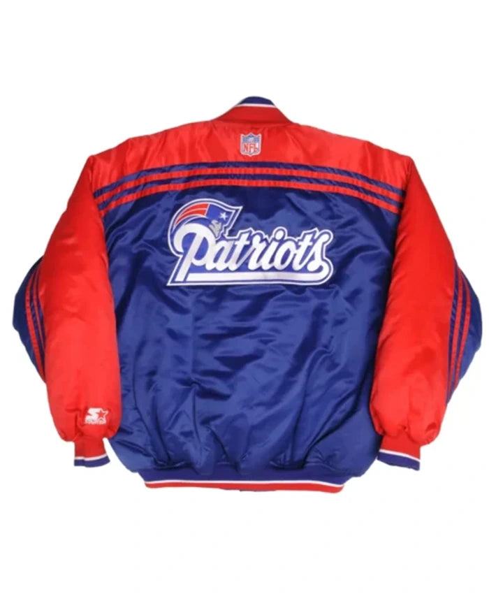 New England Patriots 1990s Blue And Red Varsity Jacket