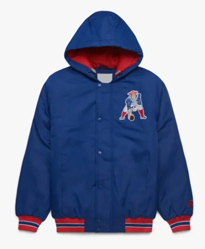 New England Patriots Blue Hooded Varsity Jacket
