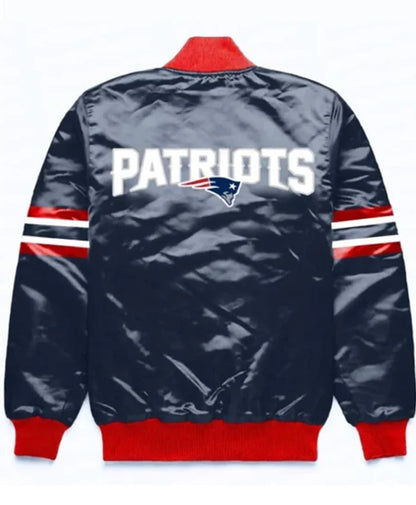 New England Patriots Button Down Navy Blue Varsity Jacket