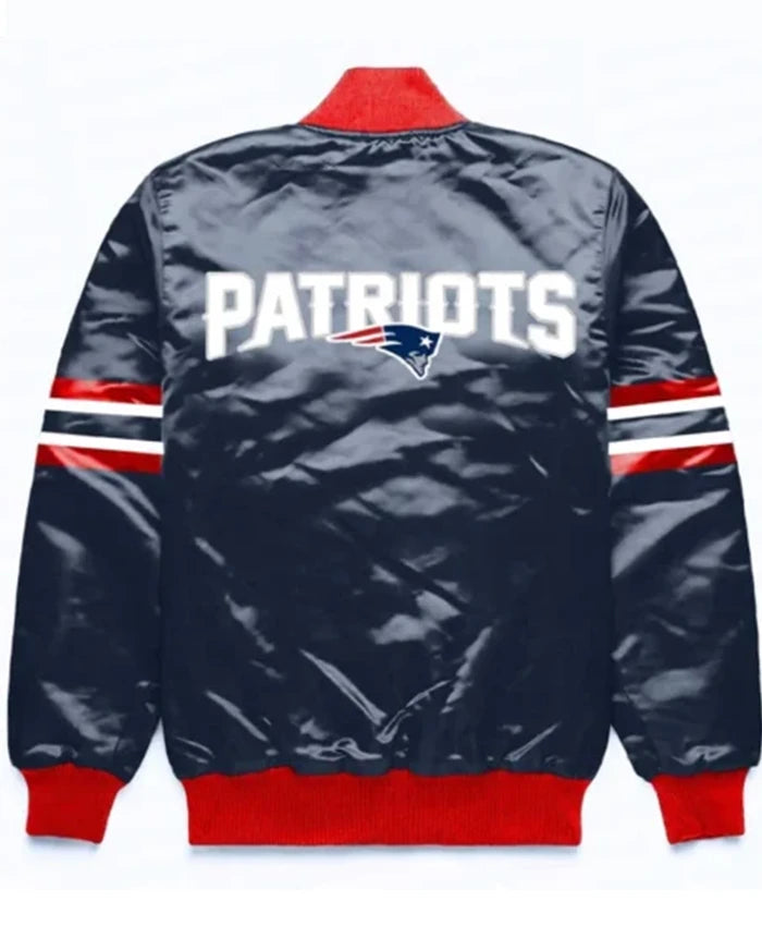 New England Patriots Button Down Navy Blue Varsity Jacket