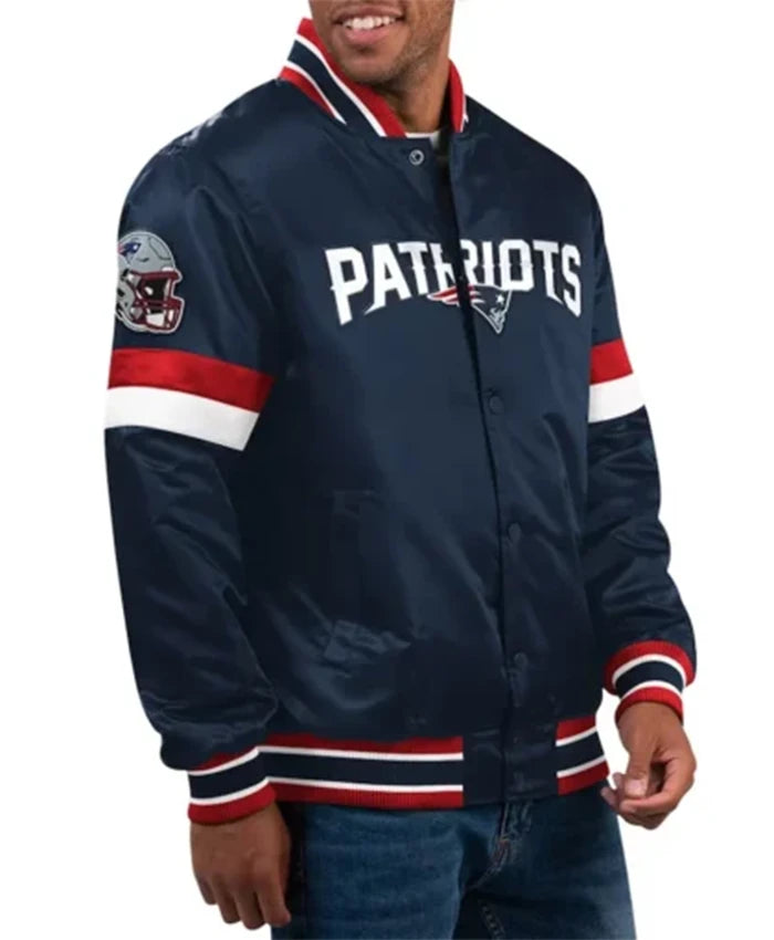 New England Patriots Home Game Navy Blue Varsity Jacket