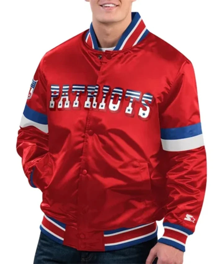New England Patriots Home Game Red Varsity Jacket
