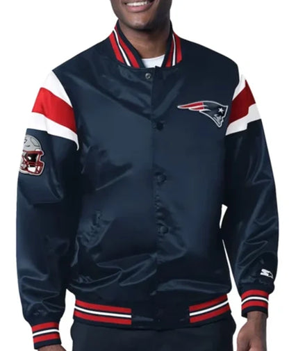 New England Patriots Midweight Navy Blue Varsity Jacket