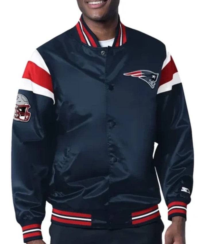 New England Patriots Midweight Navy Blue Varsity Jacket