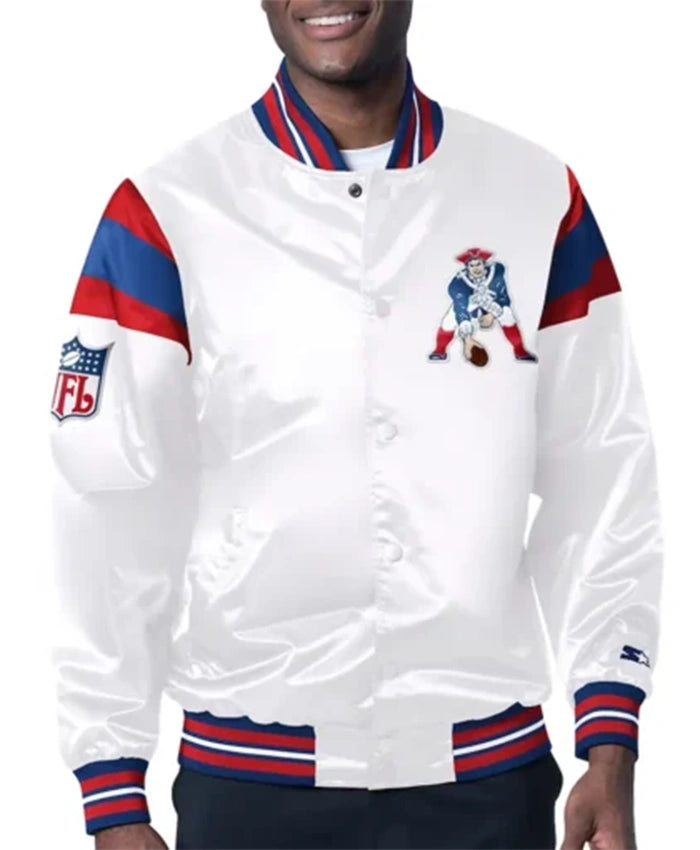 New England Patriots Midweight White Varsity Jacket