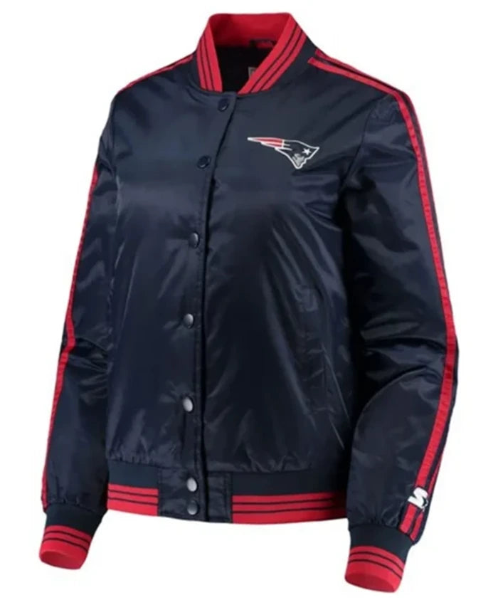 New England Patriots Overtime Navy Blue Varsity Jacket