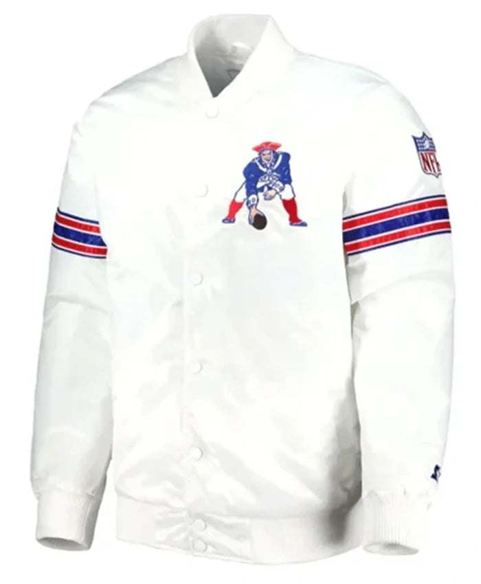 New England Patriots The Power Forward White Varsity Jacket