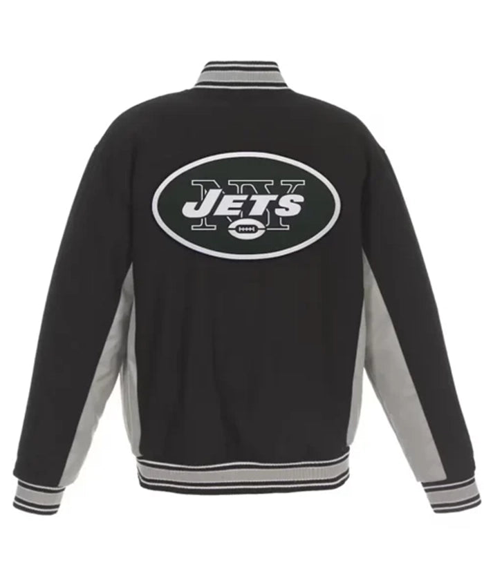 New York Jets Black And Grey Varsity Jacket