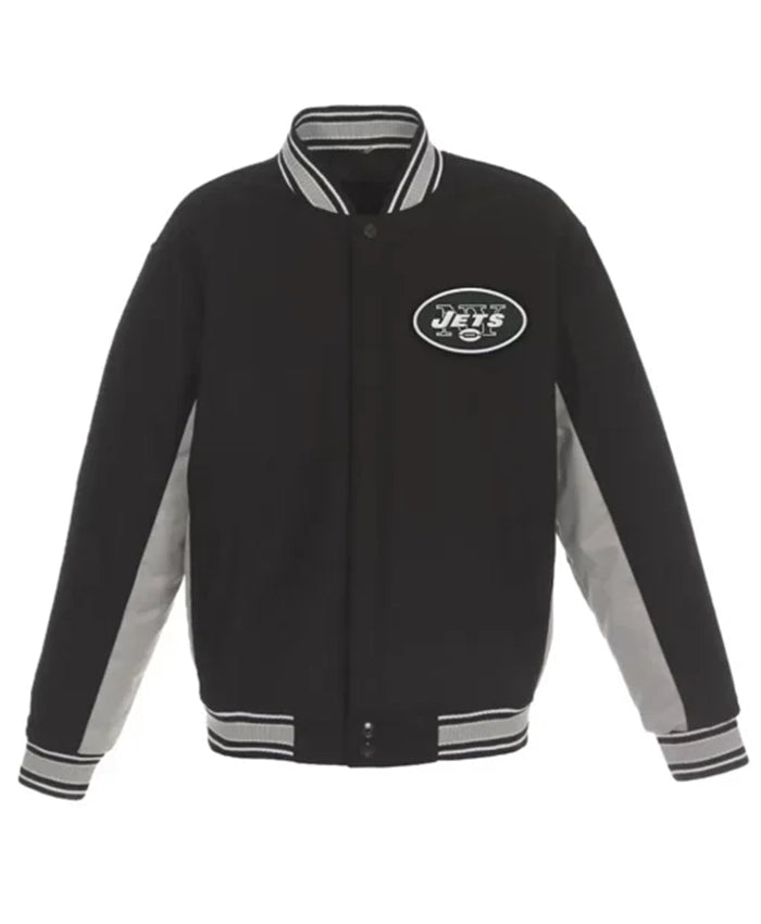 New York Jets Black And Grey Varsity Jacket