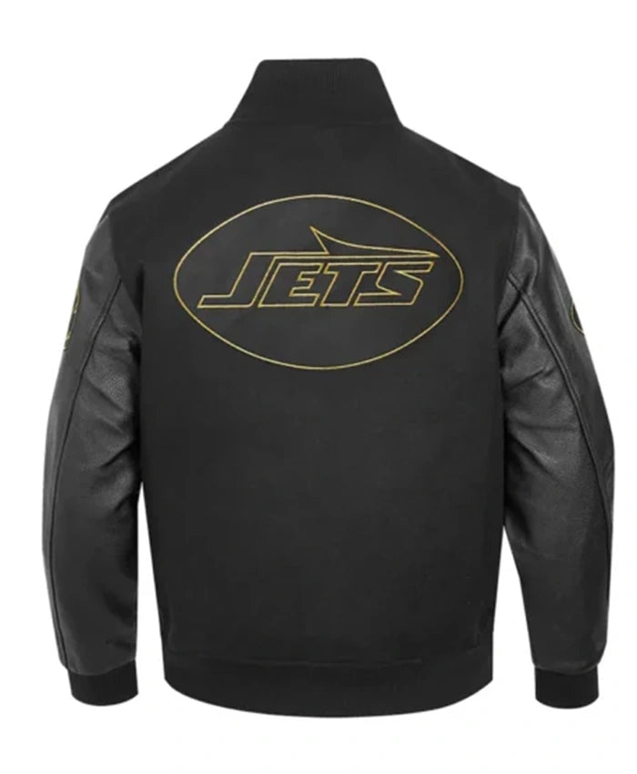 New York Jets Black Full-Zip Varsity Jacket