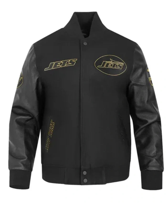 New York Jets Black Full-Zip Varsity Jacket
