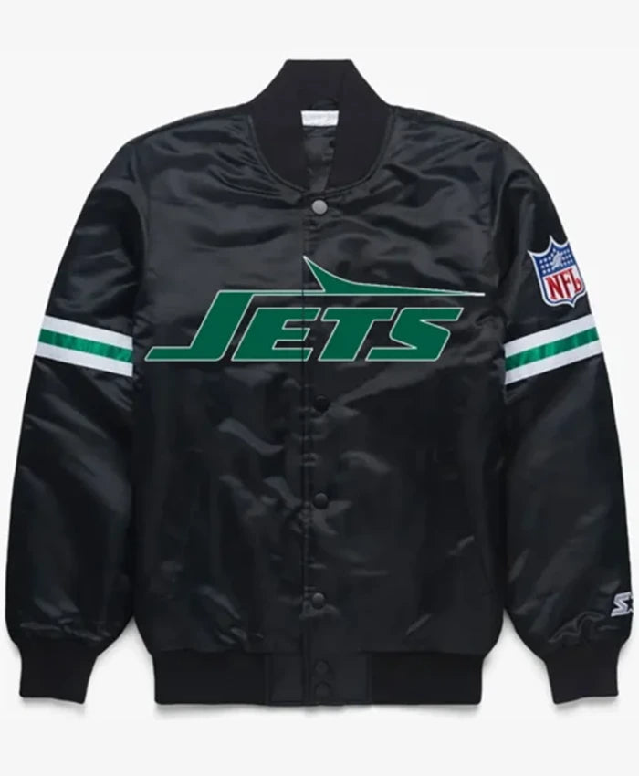 New York Jets Black Letterman Varsity Jacket