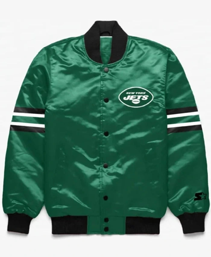 New York Jets Button Down Green Varsity Jacket