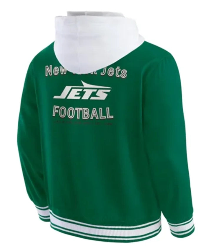 New York Jets Green Cotton Hooded Varsity Jacket