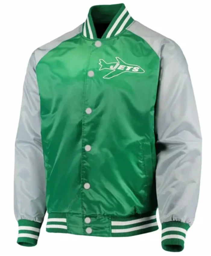 New York Jets Lead OFF-Green And Grey Varsity Jacket