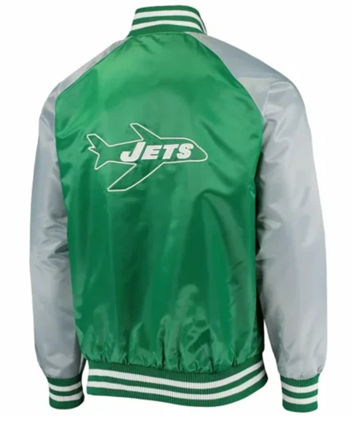 New York Jets Lead OFF-Green And Grey Varsity Jacket