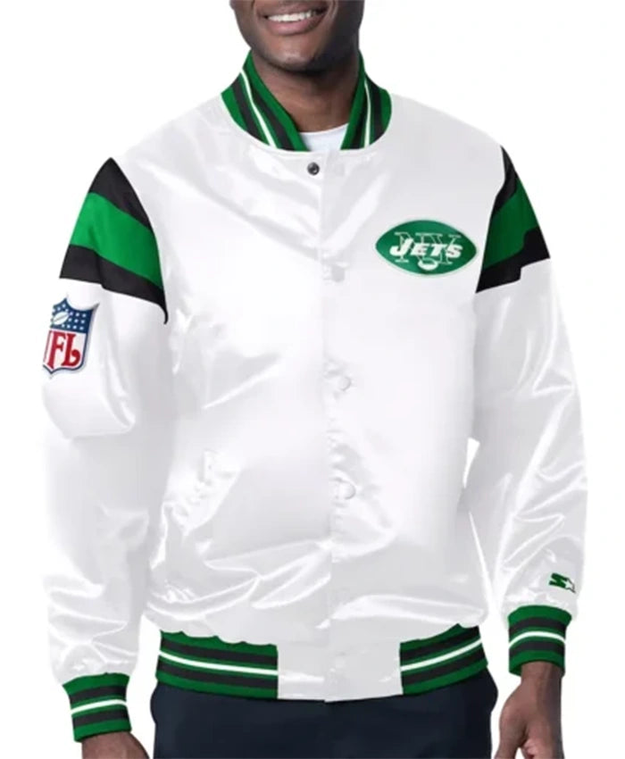 New York Jets Midweight White Varsity Jacket