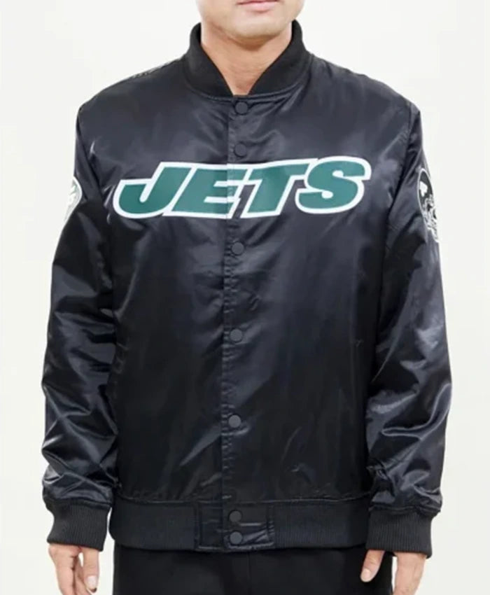 New York Jets Wordmark Black Varsity Jacket