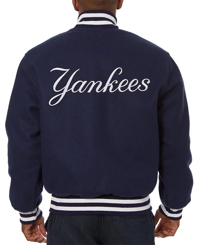 New York Yankees Embroidered Blue Varsity Jacket