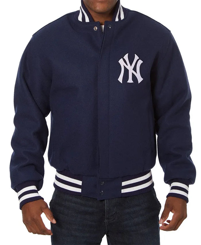 New York Yankees Embroidered Blue Varsity Jacket