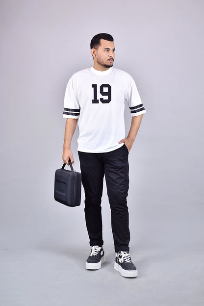 Number 19 White Oversized T-Shirt