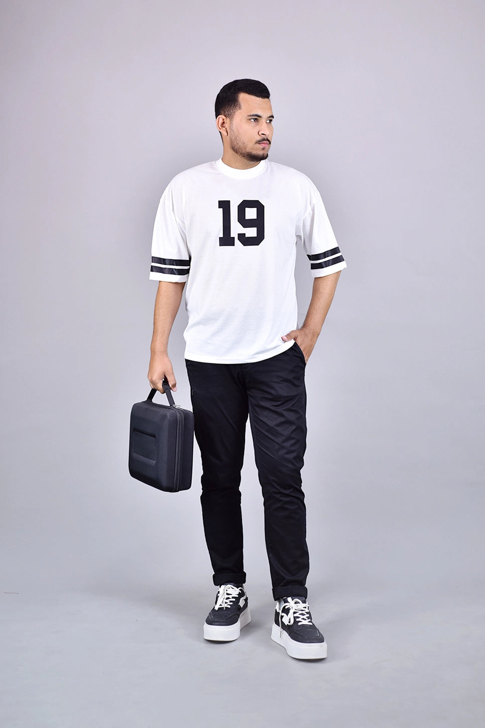 Number 19 White Oversized T-Shirt