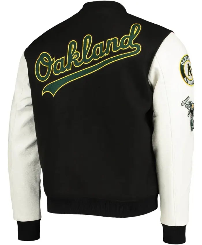 Oakland Athletics Black And White Letterman Varsity Jacket