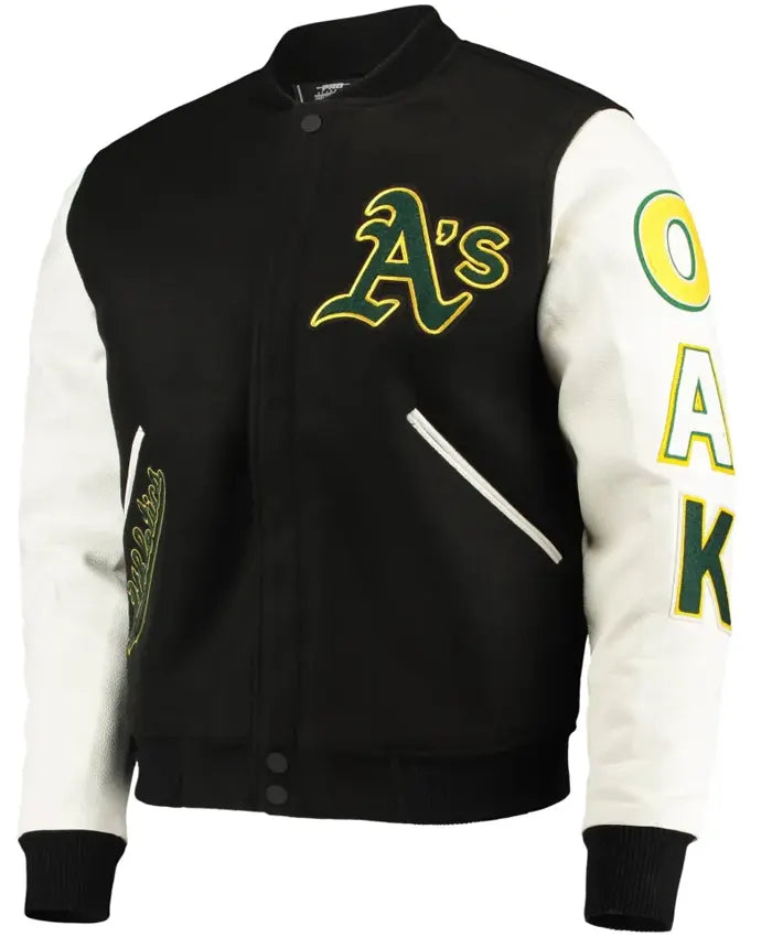 Oakland Athletics Black And White Letterman Varsity Jacket