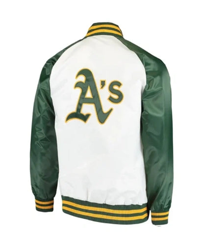 Oakland Athletics Clean-Up Hitter White And Green Varsity Jacket