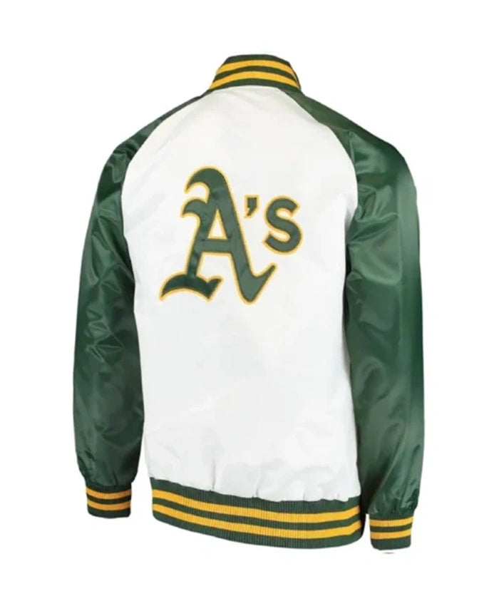 Oakland Athletics Clean-Up Hitter White And Green Varsity Jacket