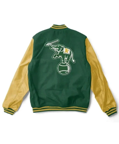 Oakland Athletics Elephant Yellow And Green Varsity Jacket